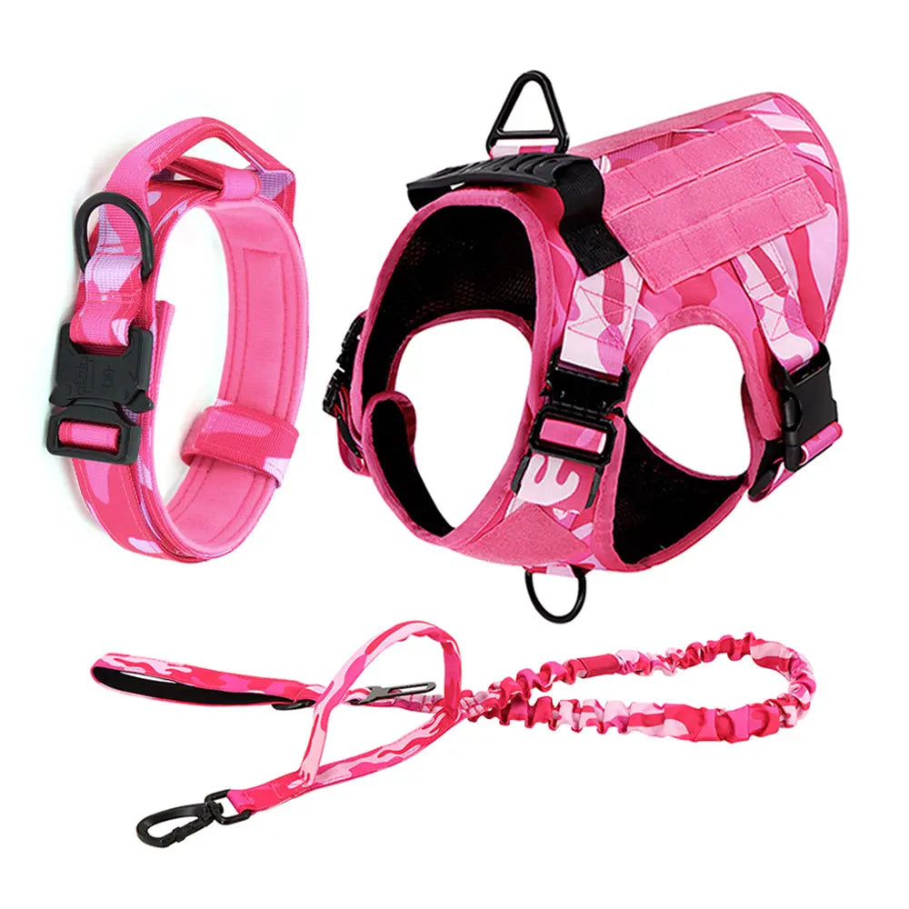 Military Pink Camouflage Dog Harness