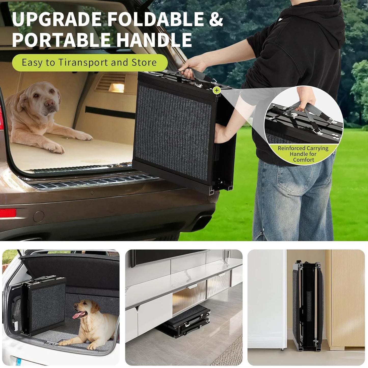 HiMISSDog Upgraded Car Dog Ramp Folding Pet Ramp With Non Slip Surface