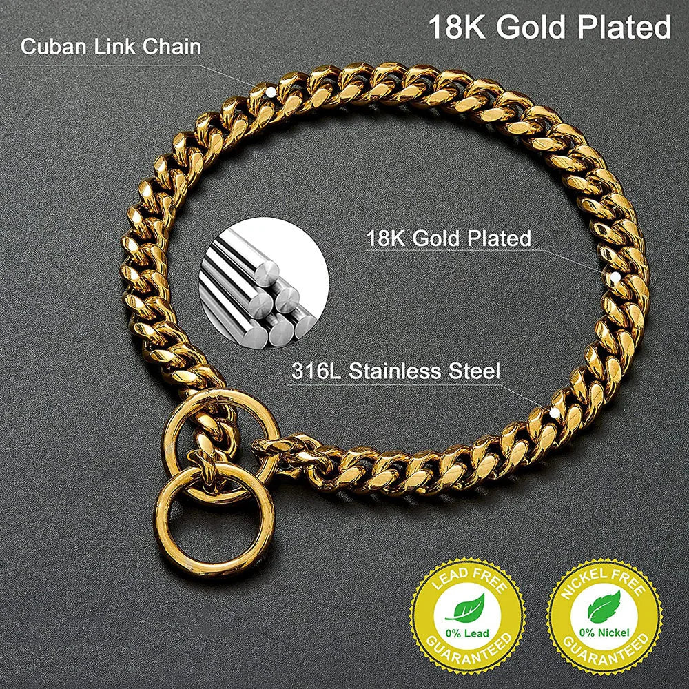 Premium Stainless Steel Dog Chain Collar & Leash Set