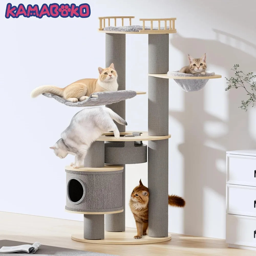 RBXC Tall Cat Tree With 5 Levels Tower Condo Hammocks