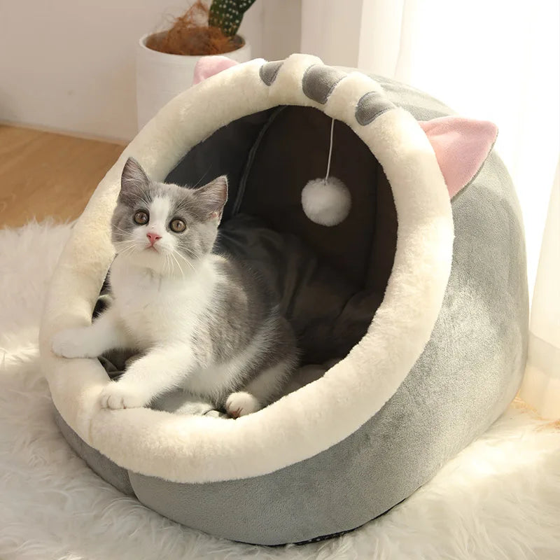 Deep Sleep Cartoon Cat Bed Foldable Washable Cotton Pet Cave