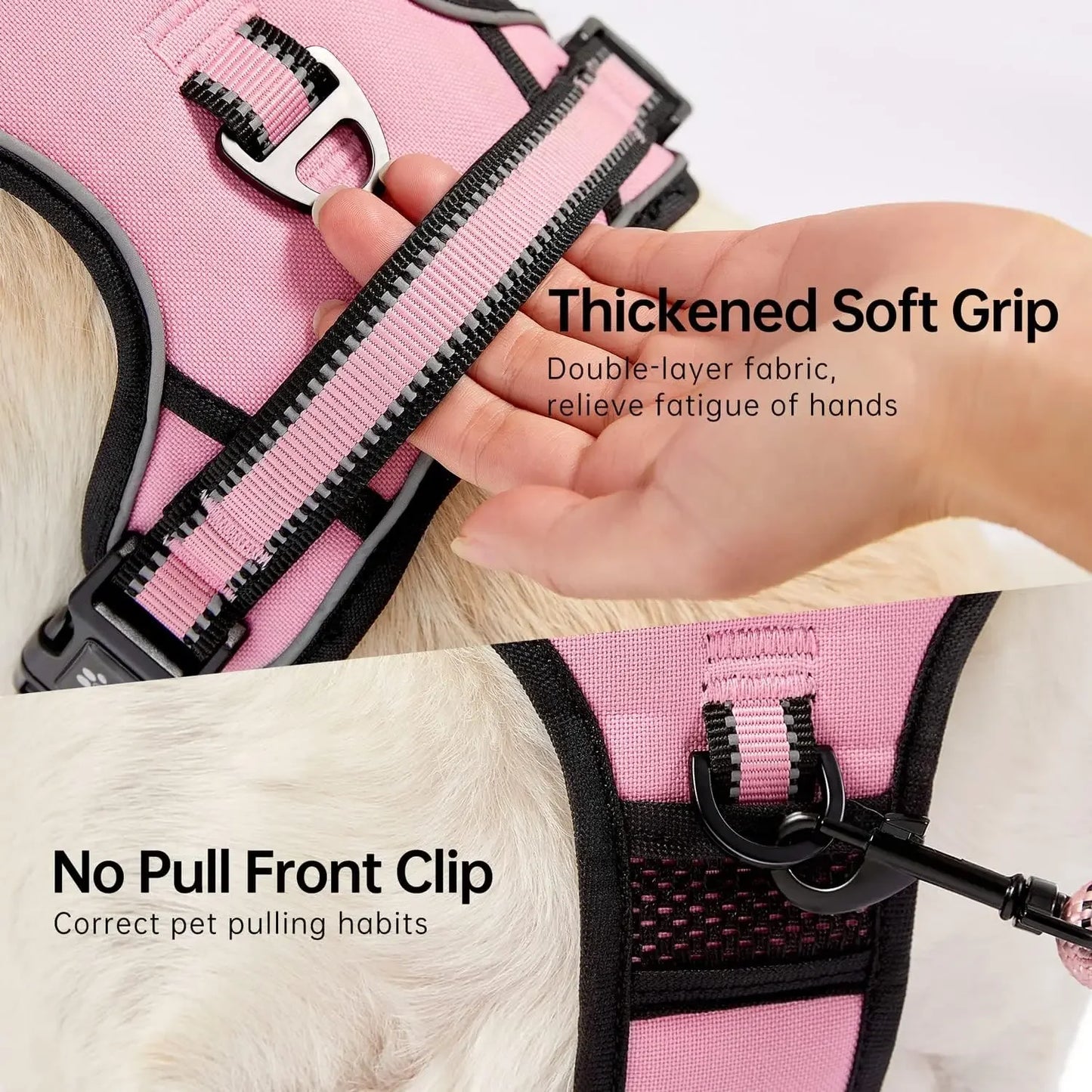 No Pull Dog Harness Adjustable Oxford Reflective No Choke Vest With Leash