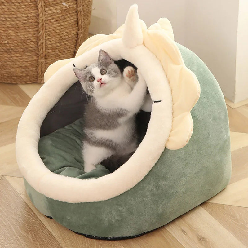 Deep Sleep Cartoon Cat Bed Foldable Washable Cotton Pet Cave