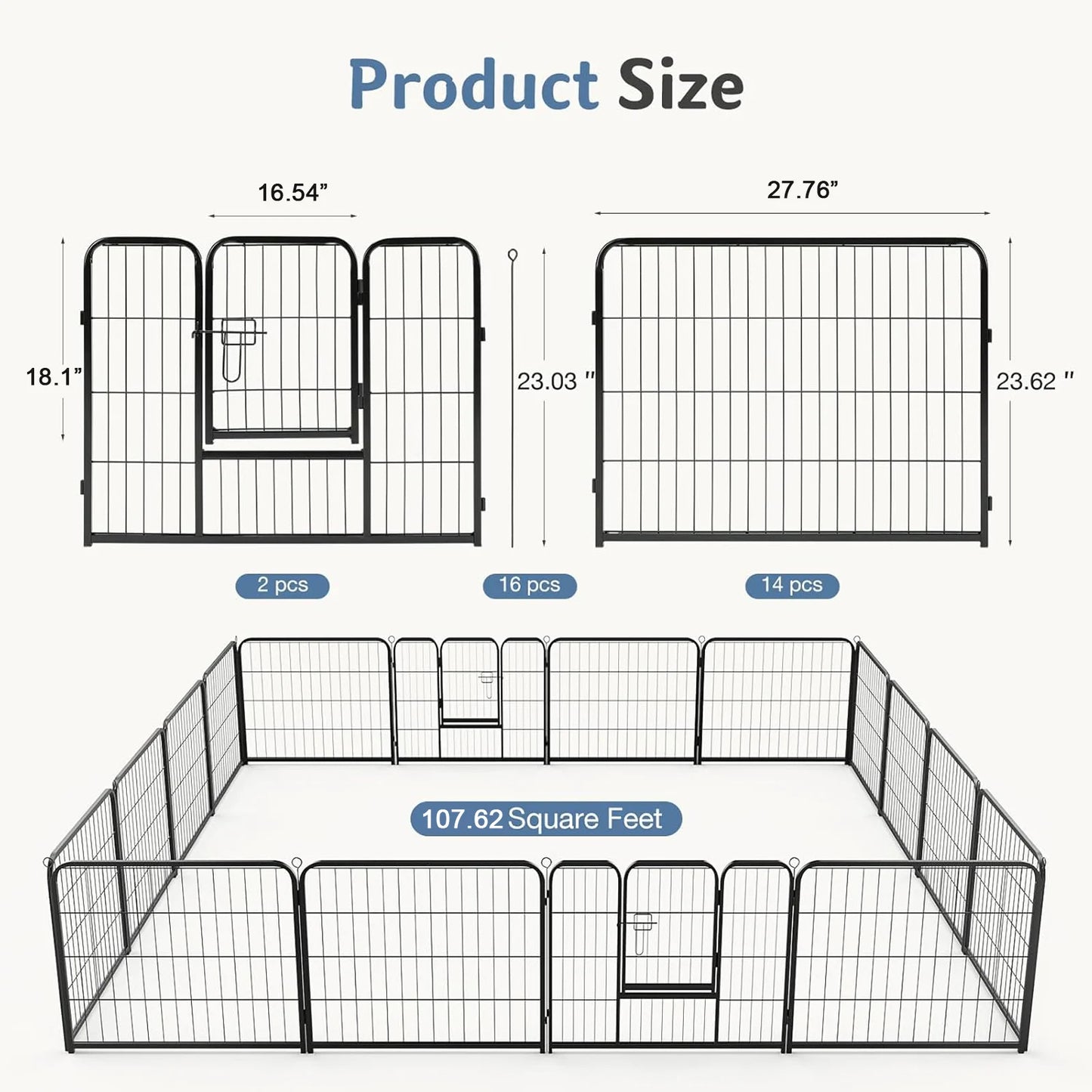 JHK Metal Dog Playpen Foldable Outdoor Exercise Fence