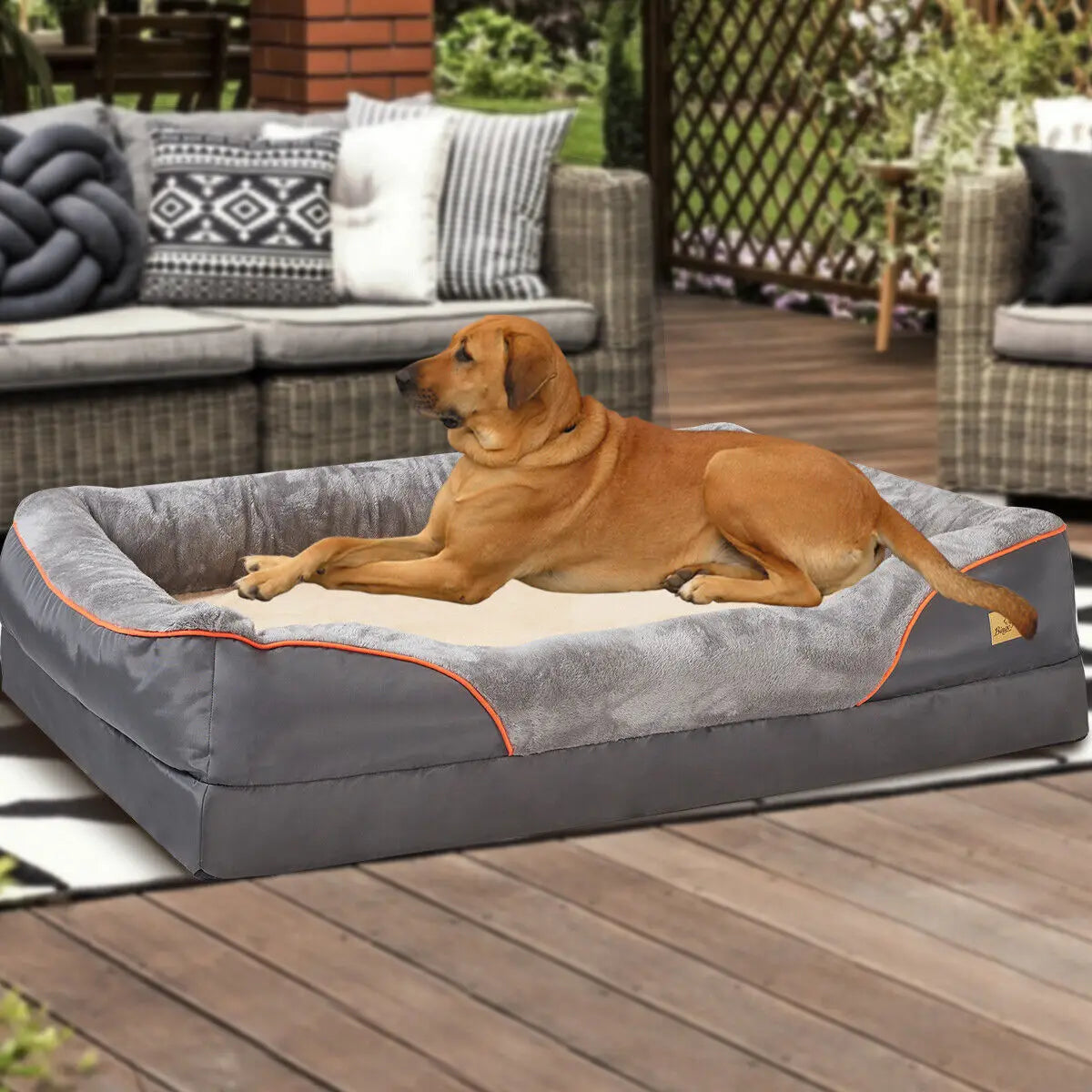 BINGOPAWCN Orthopedic Memory Foam Bolstered Waterproof Dog Bed