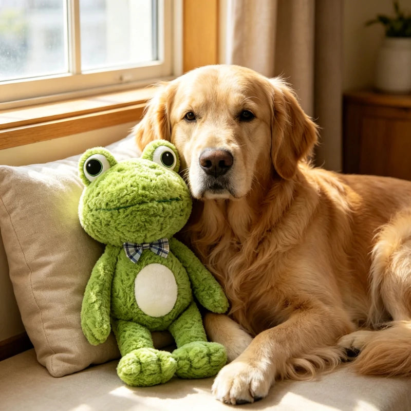 Chew Resistant Frog Plush Dog Toy For All Breeds Teething
