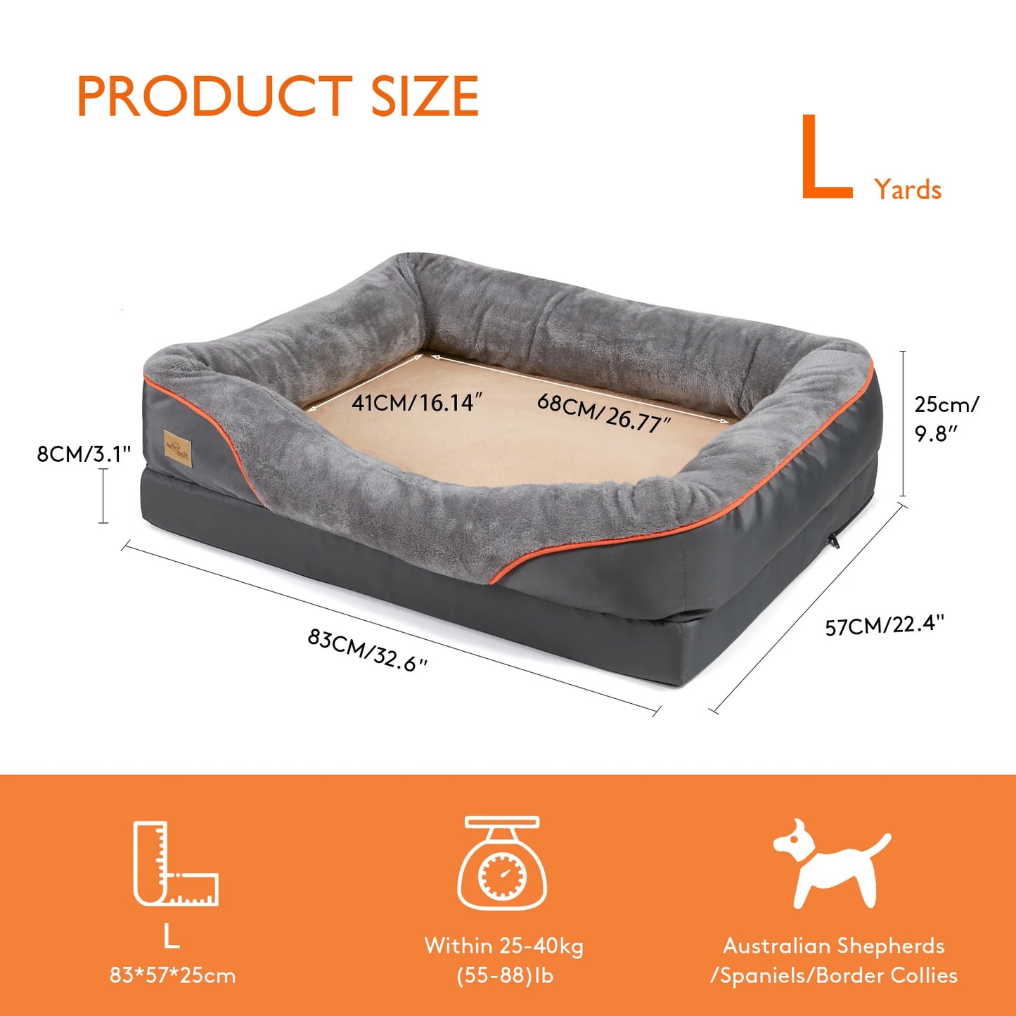 BINGOPAWCN Orthopedic Memory Foam Bolstered Waterproof Dog Bed