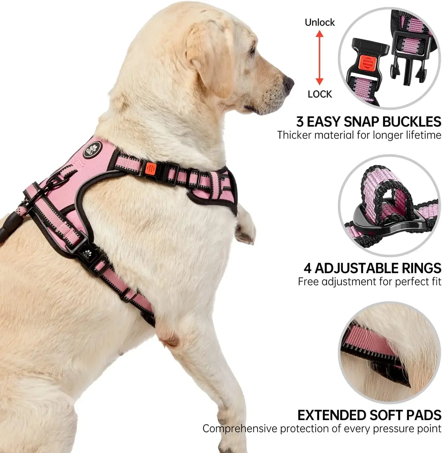 No Pull Dog Harness Adjustable Oxford Reflective No Choke Vest With Leash