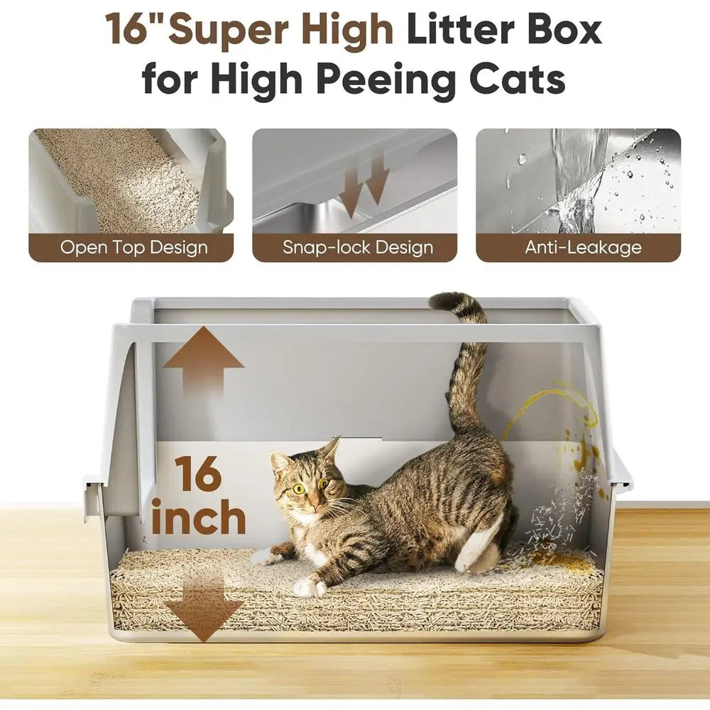 Stainless Steel Litter Box With Lid Enclosed For Cats