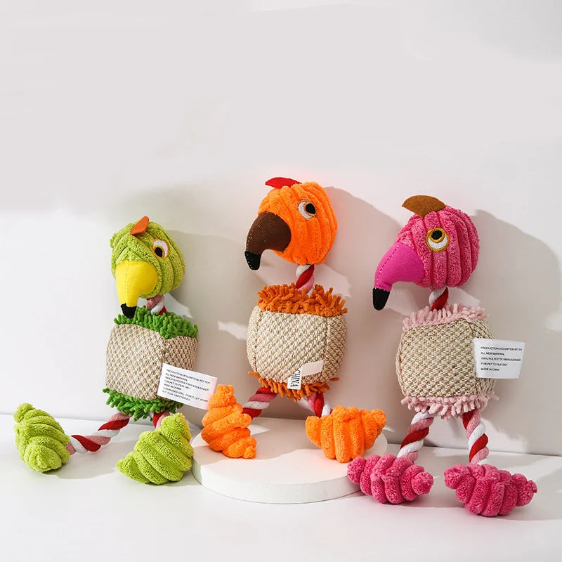 Plush Flamingo Squeaky Toy For Small Dogs Puppy Chew