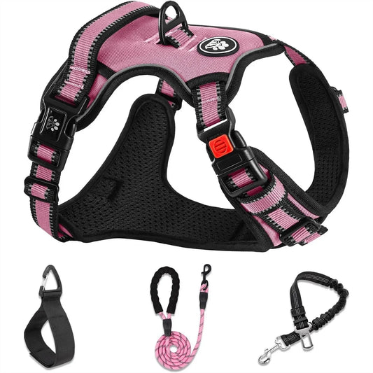 No Pull Dog Harness Adjustable Oxford Reflective No Choke Vest With Leash