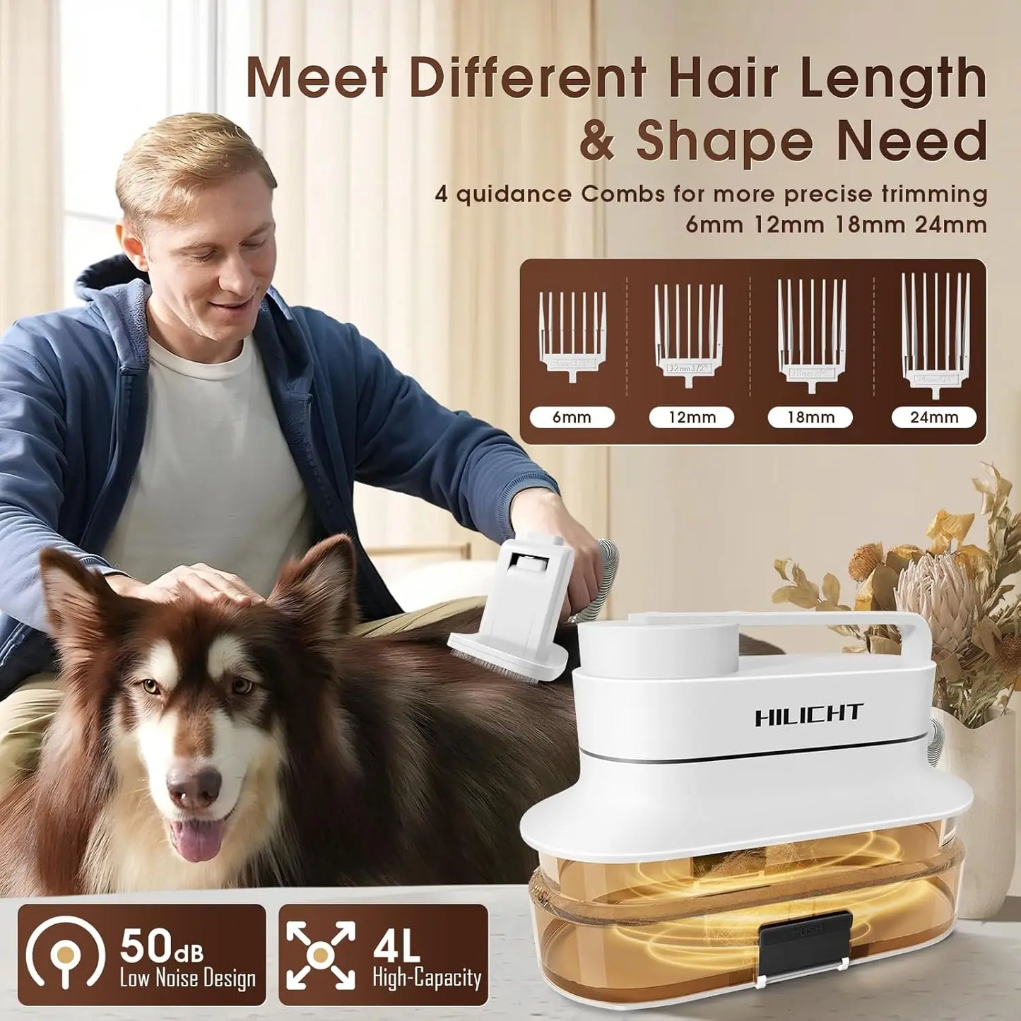 4L Dust Cup Pet Grooming Vacuum Kit