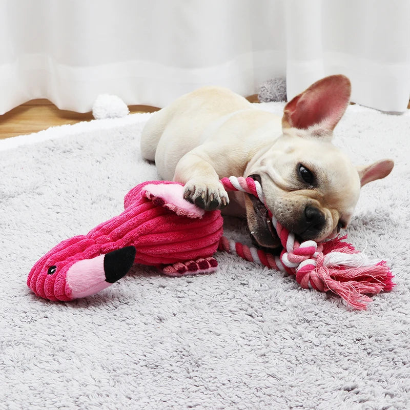 Plush Flamingo Squeaky Toy For Small Dogs Puppy Chew