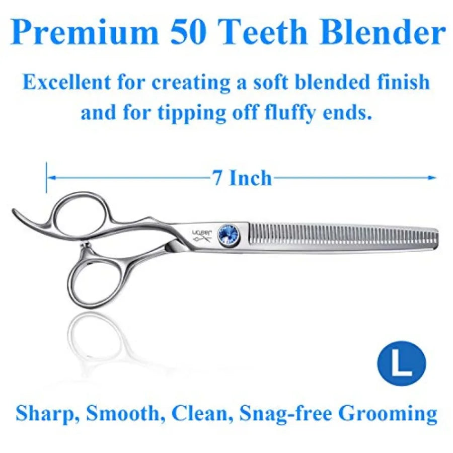Left Handed 7 Dog Grooming Scissors Set 3 in 1 Ergonomic