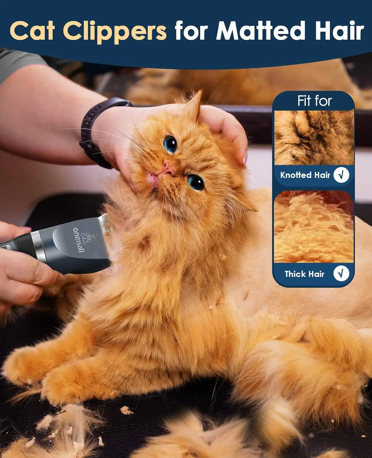 Quiet Cordless Pet Clippers for Matted & Long Hair