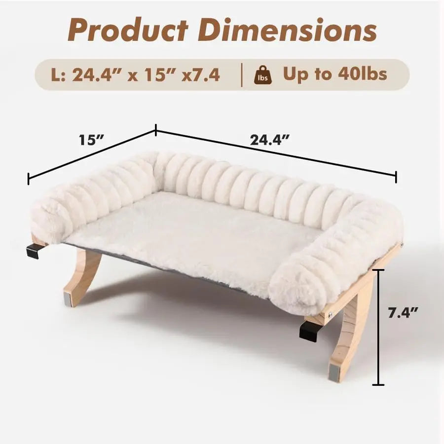 Cat Window Sill Perch With Zippered Cushion Bed Solid Wood