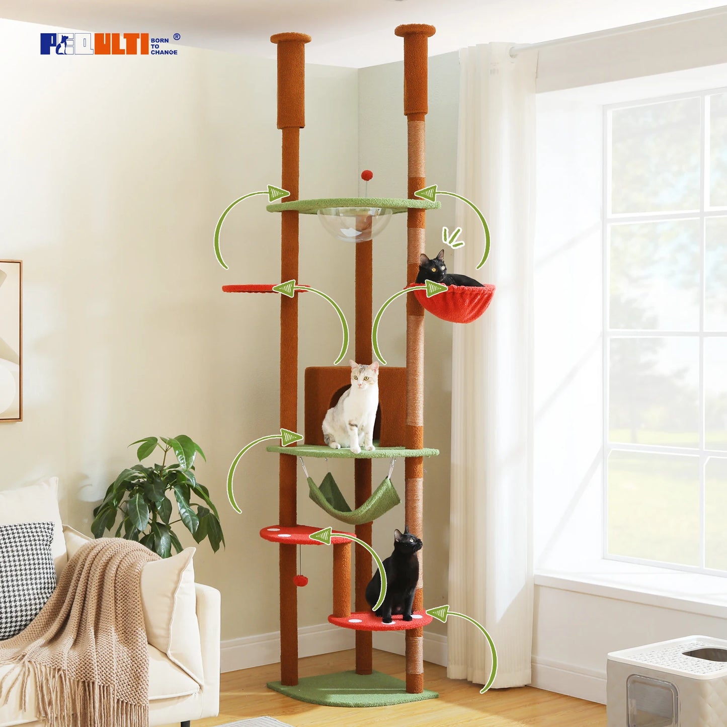 Multi-Level Tall Cat Tree for Indoor Cats