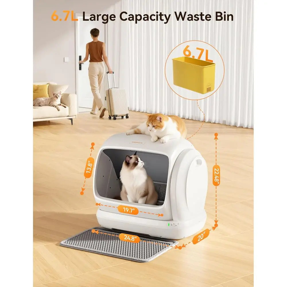 Self Cleaning Cat Litter Box Automatic Low Entrance Safety Sensor