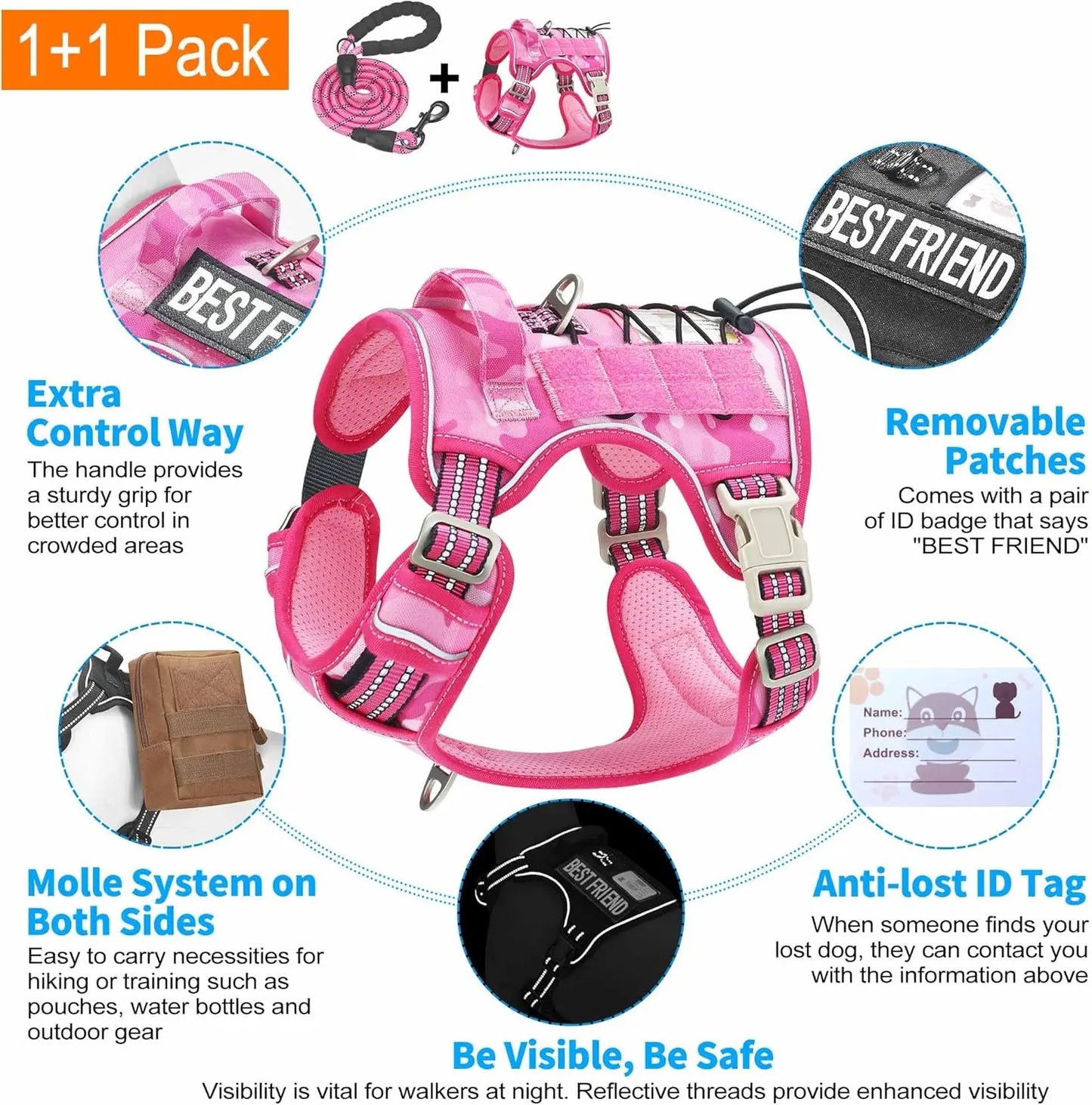 Heavy Duty Tactical Dog Harness for Large Dogs