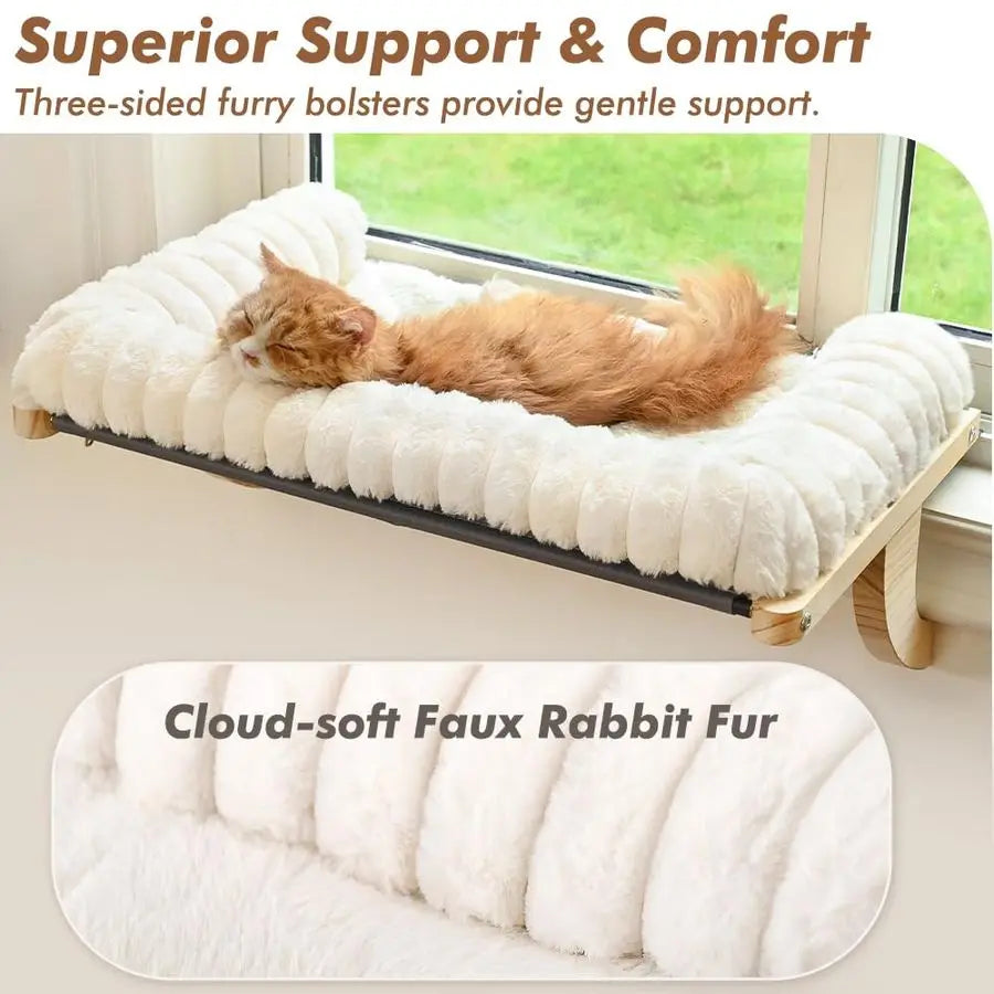 Cat Window Sill Perch With Zipper Cushioned Bed Premium Frame