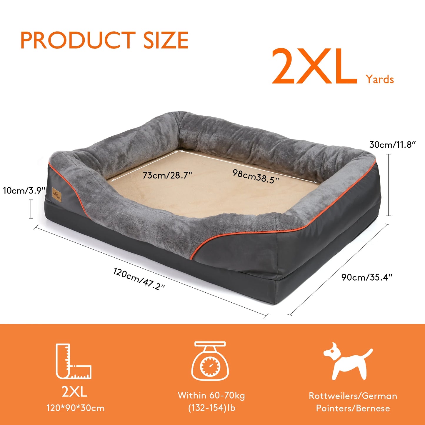 BINGOPAWCN Orthopedic Memory Foam Bolstered Waterproof Dog Bed