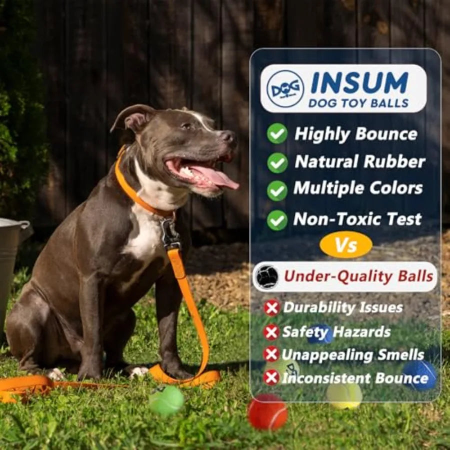 Tennis Balls for Dogs - Bulk 50 Pack 2.5'' Durable Non-Toxic Outdoor Dog Toys Balls with Mesh Bag SGS Certified Colorful Fetch