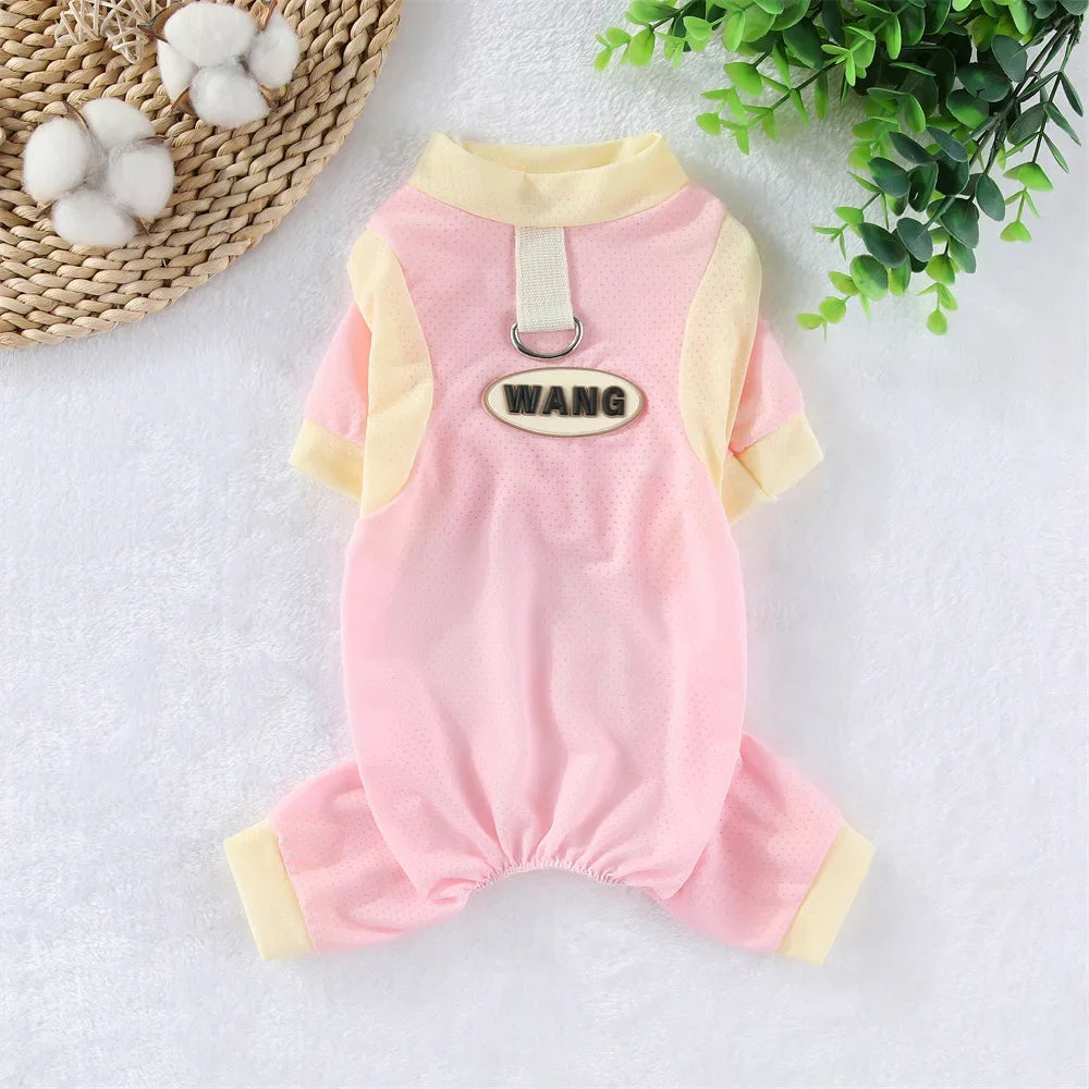 Summer Pet Cooling Dog Jumpsuit Ice Silk Breathable Quick Drying Clothes
