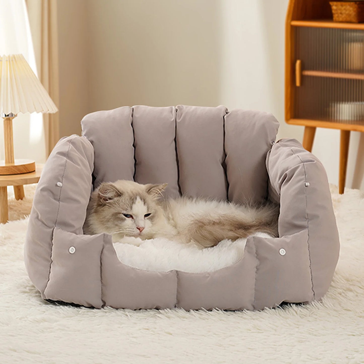 Pet Sofa Bed Dual Purpose Cat Tent With Washable Cushion