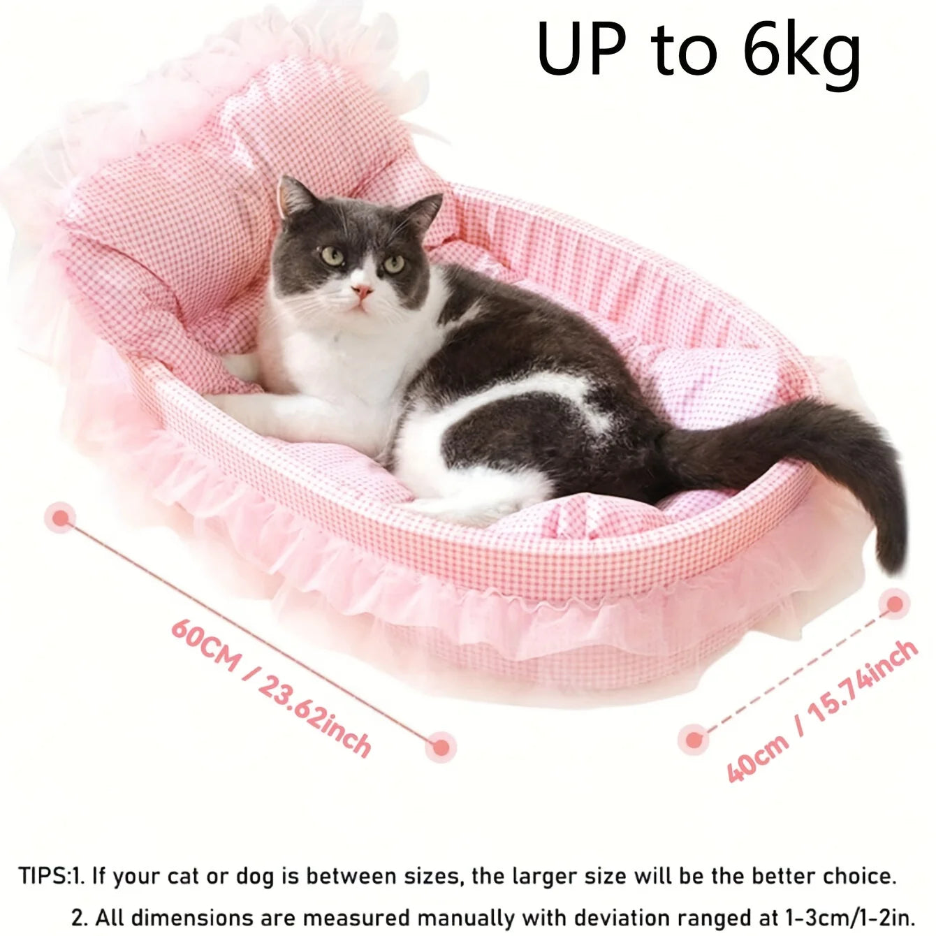 Lace Trimmed Pet Bed Oval For Small Dogs Cats Winter Cozy