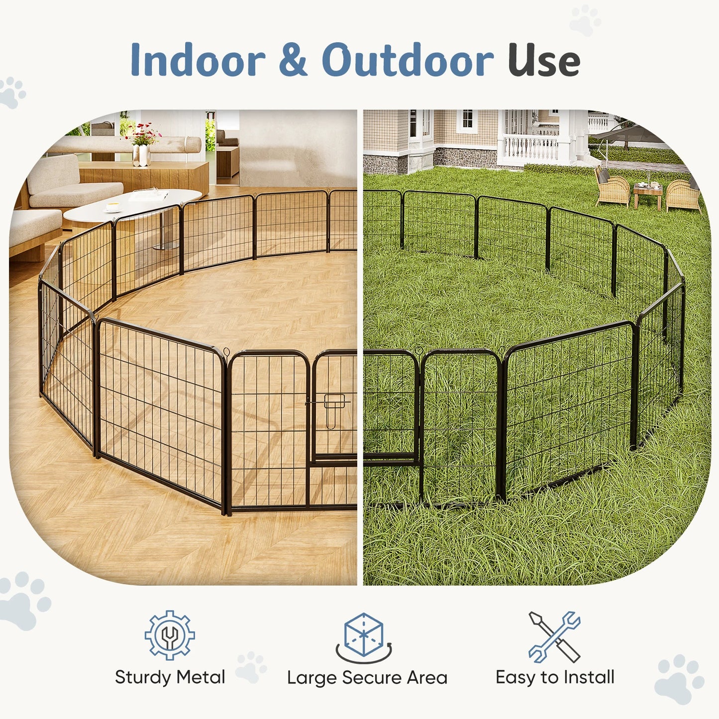 JHK Metal Dog Playpen Foldable Outdoor Exercise Fence