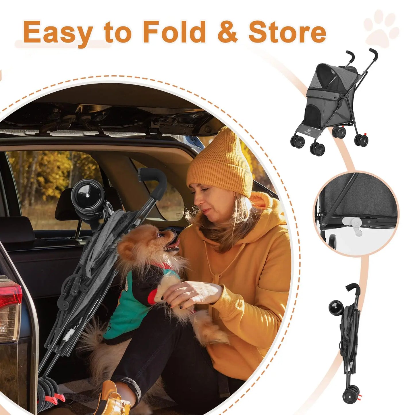 Travel Portable Dog Stroller For Small Pets And Cats