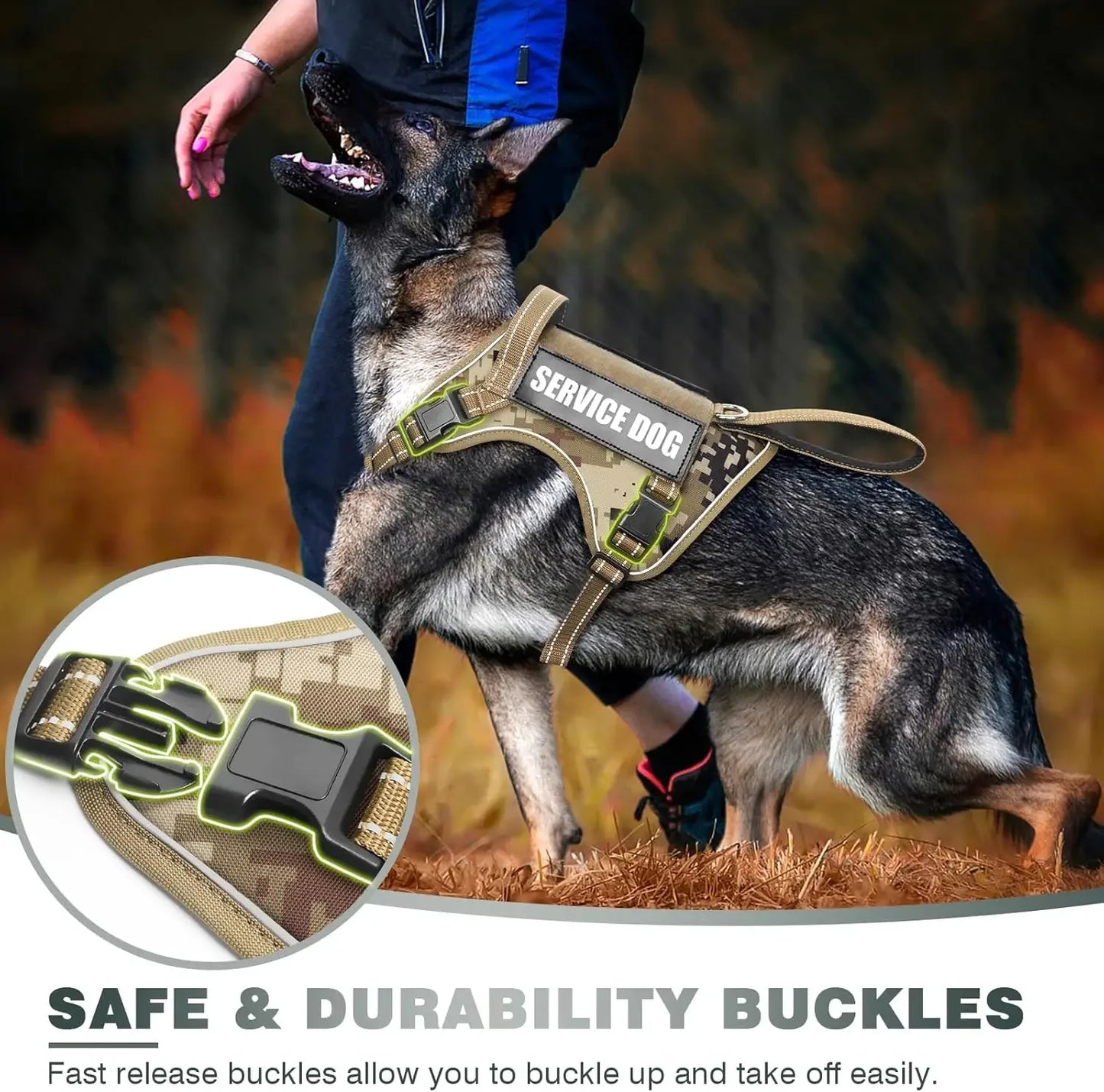 Tactical Dog Harness No Pull With Front Handle Molle System