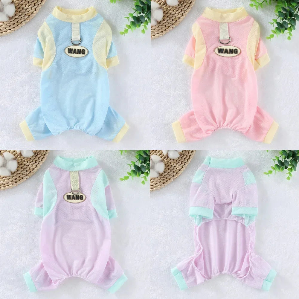 Summer Pet Cooling Dog Jumpsuit Ice Silk Breathable Quick Drying Clothes