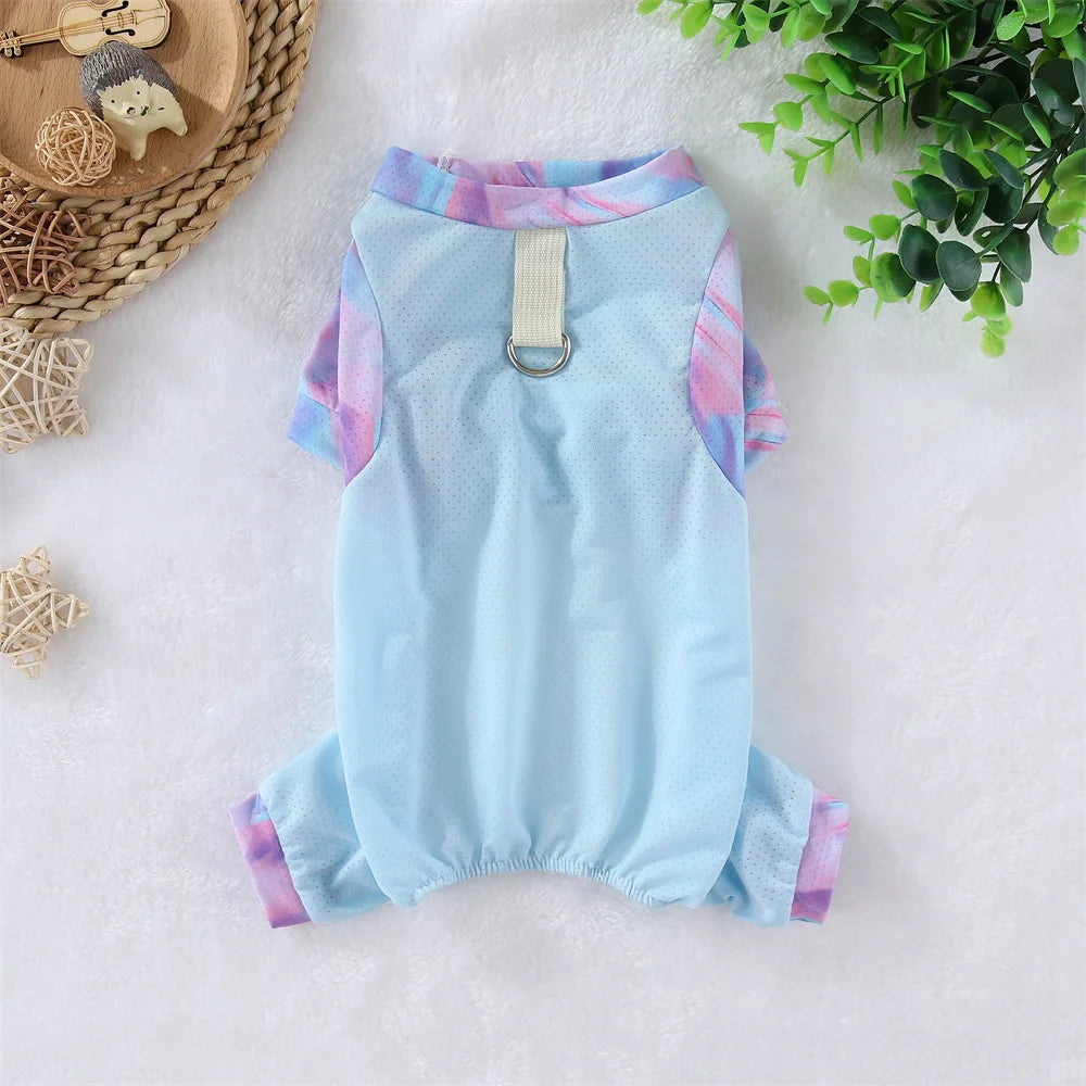 Summer Pet Cooling Dog Jumpsuit Ice Silk Breathable Quick Drying Clothes