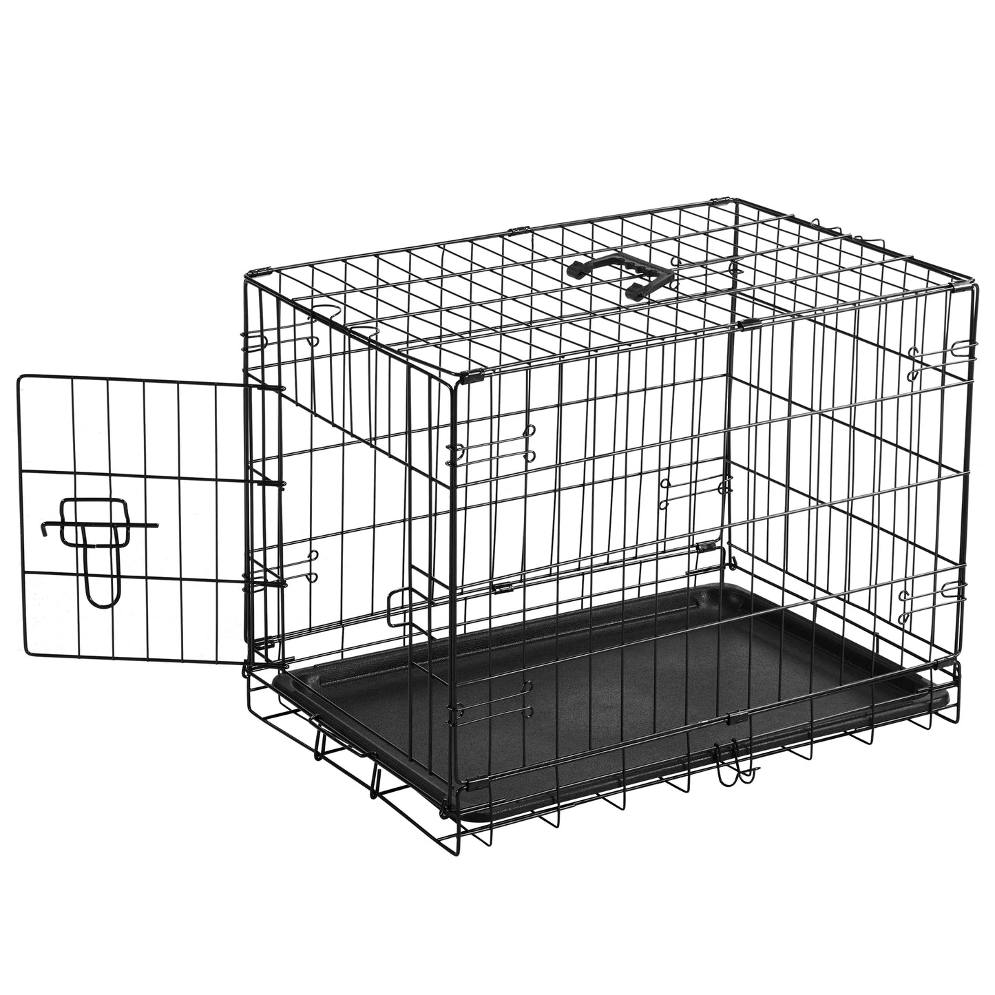 JHK Folding Metal Wire Dog Cage With Leak Proof Pan Tray