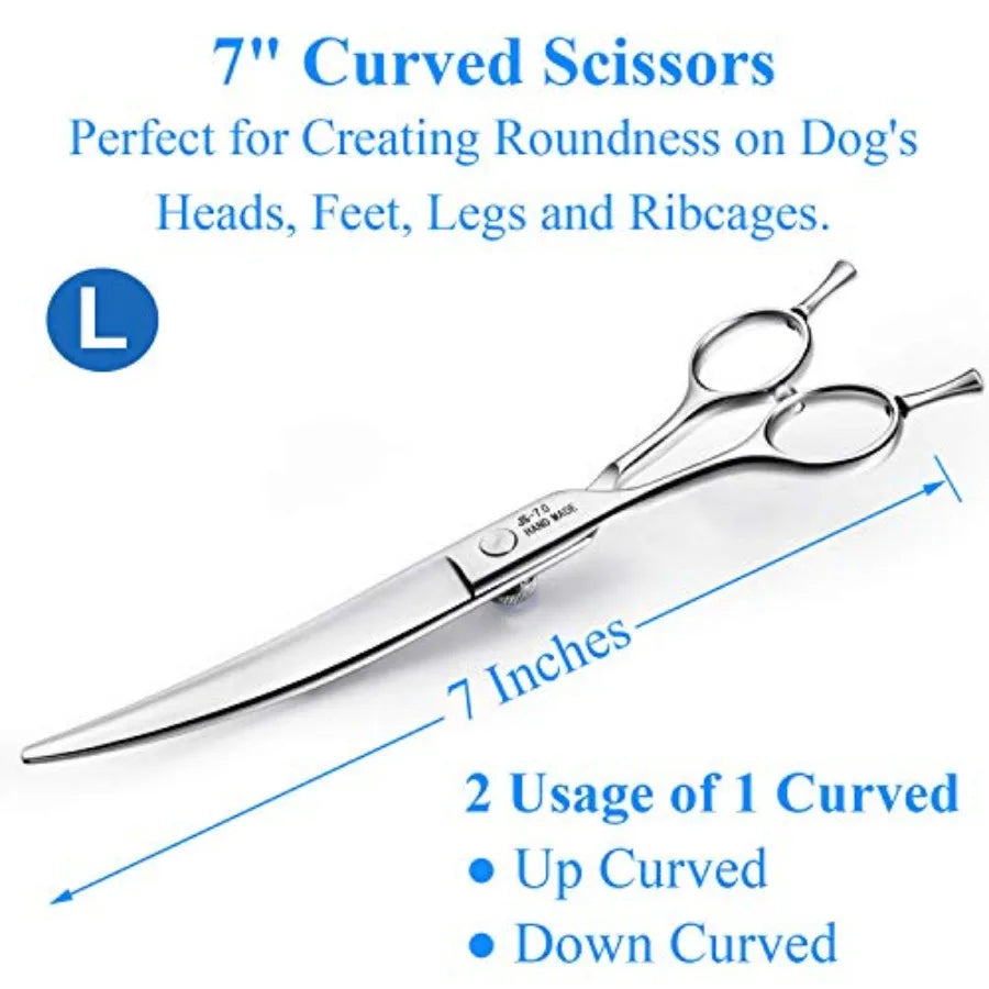 Left Handed 7 Dog Grooming Scissors Set 3 in 1 Ergonomic