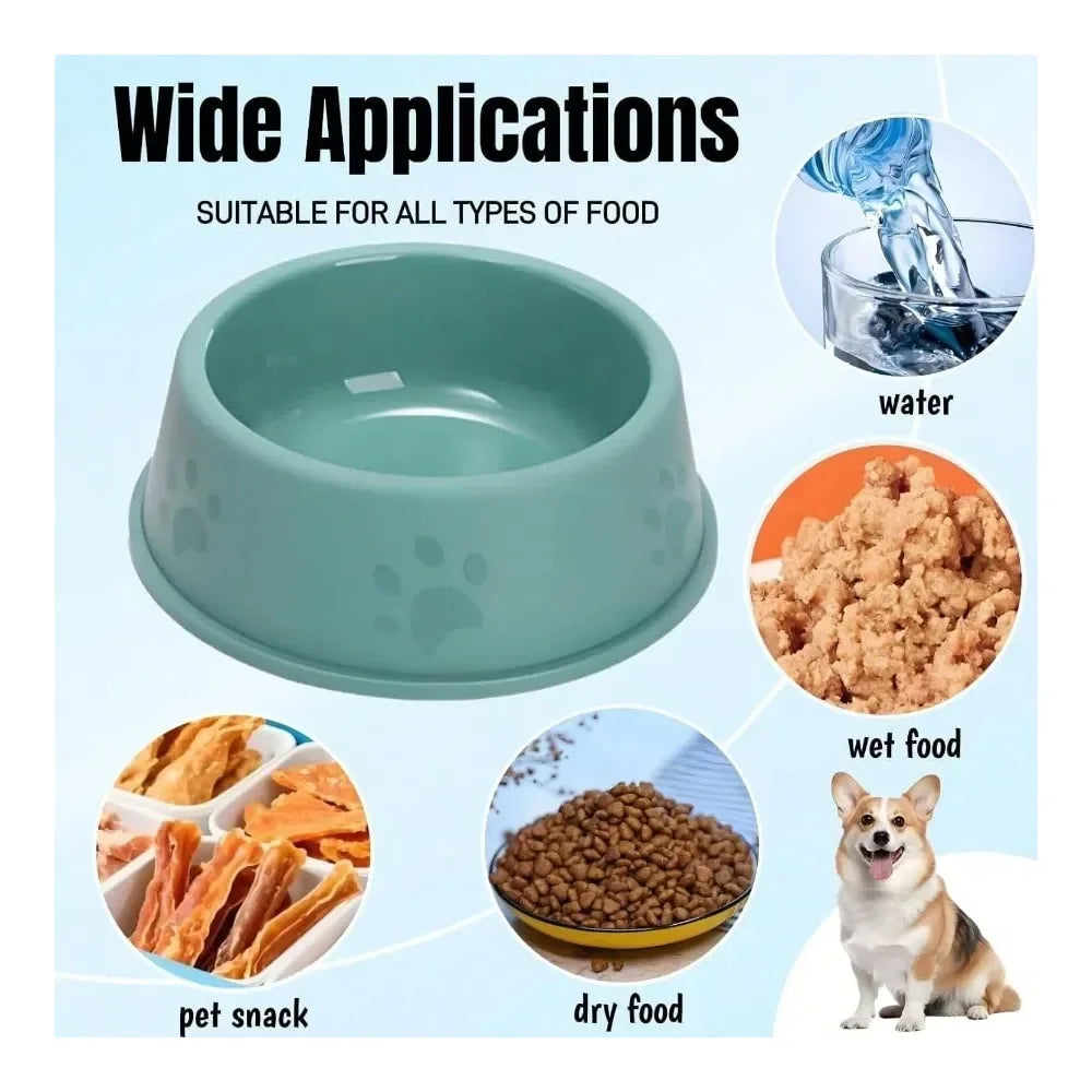 Plastic Dog Bowl Stackable For Puppies With Cute Print