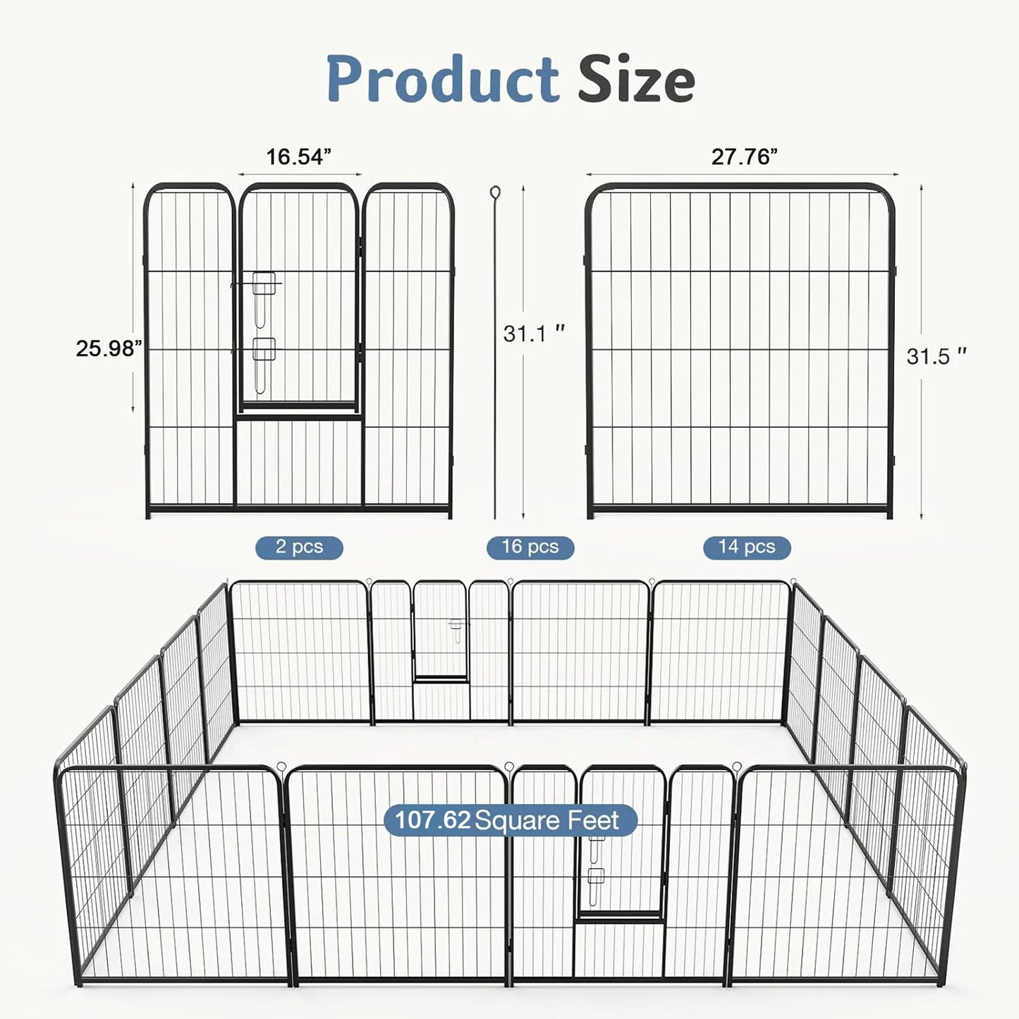 JHK Metal Dog Playpen Foldable Outdoor Exercise Fence