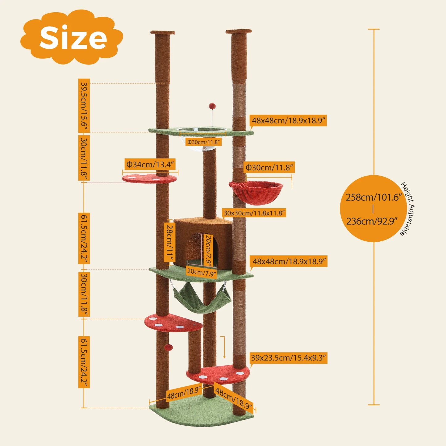 Multi-Level Tall Cat Tree for Indoor Cats