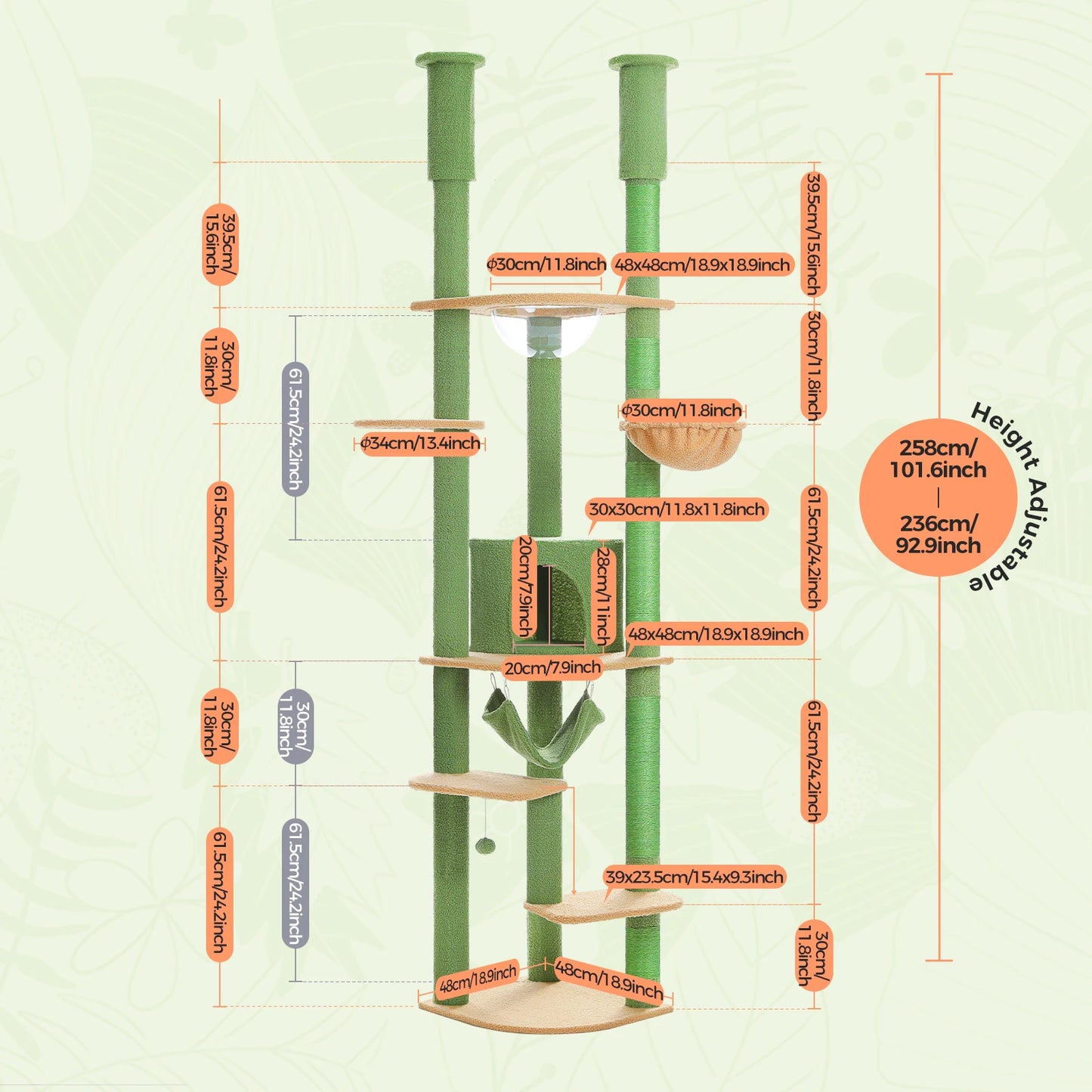 Multi-Level Tall Cat Tree for Indoor Cats