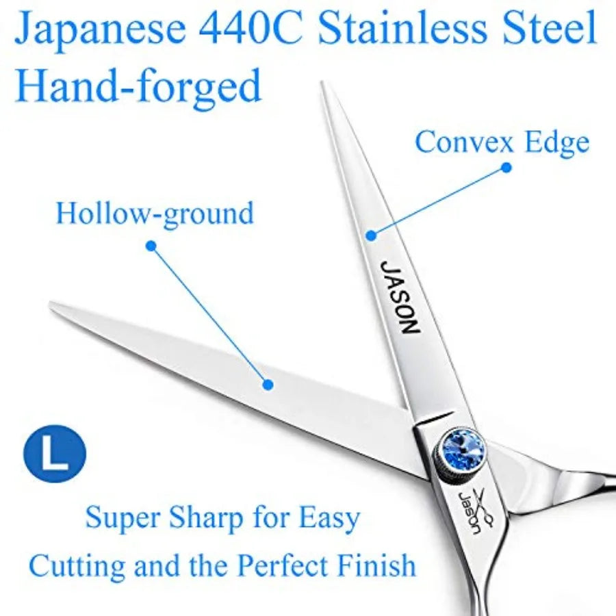 Left Handed 7 Dog Grooming Scissors Set 3 in 1 Ergonomic