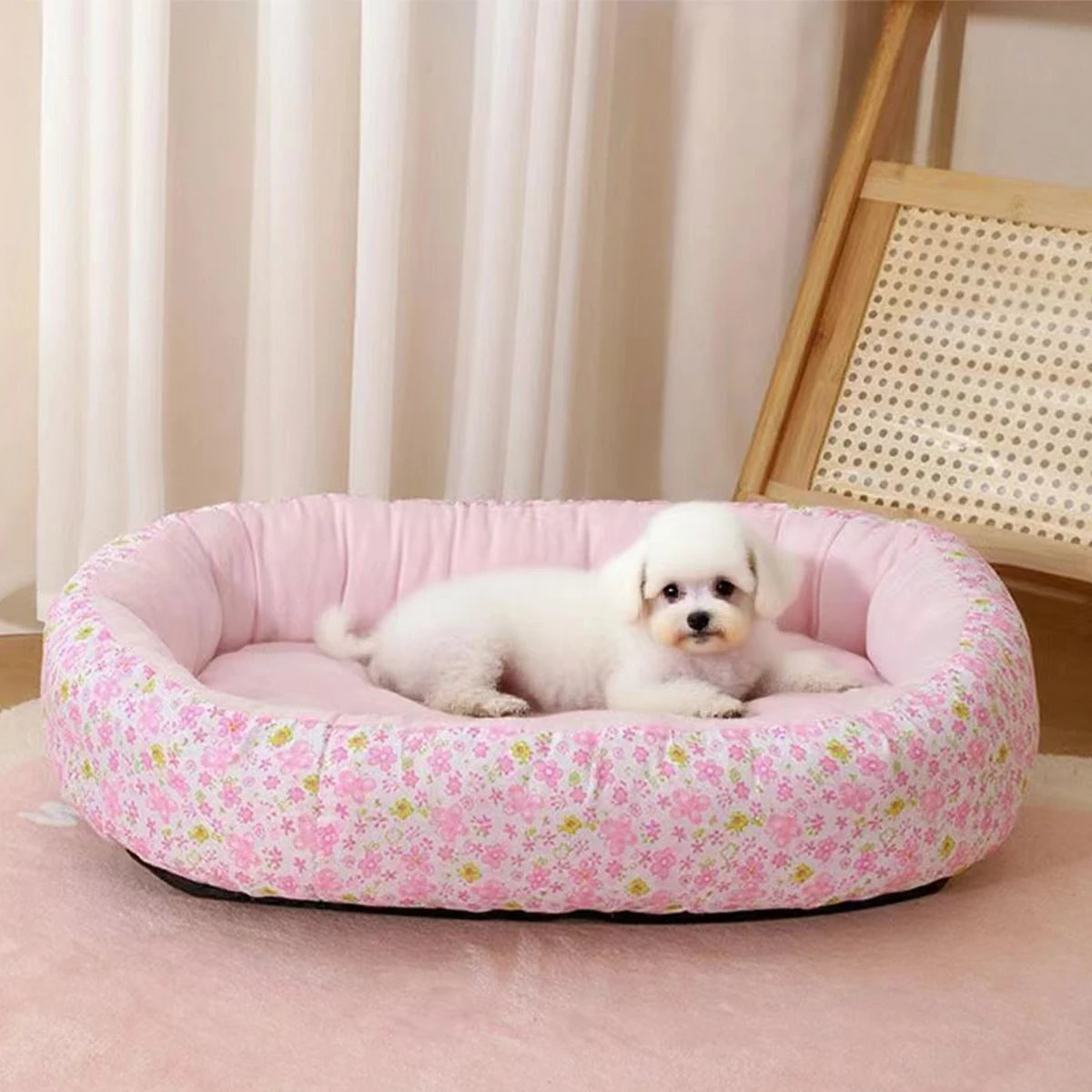 Floral All Season Dog Bed For Dogs And Cats Comfortable
