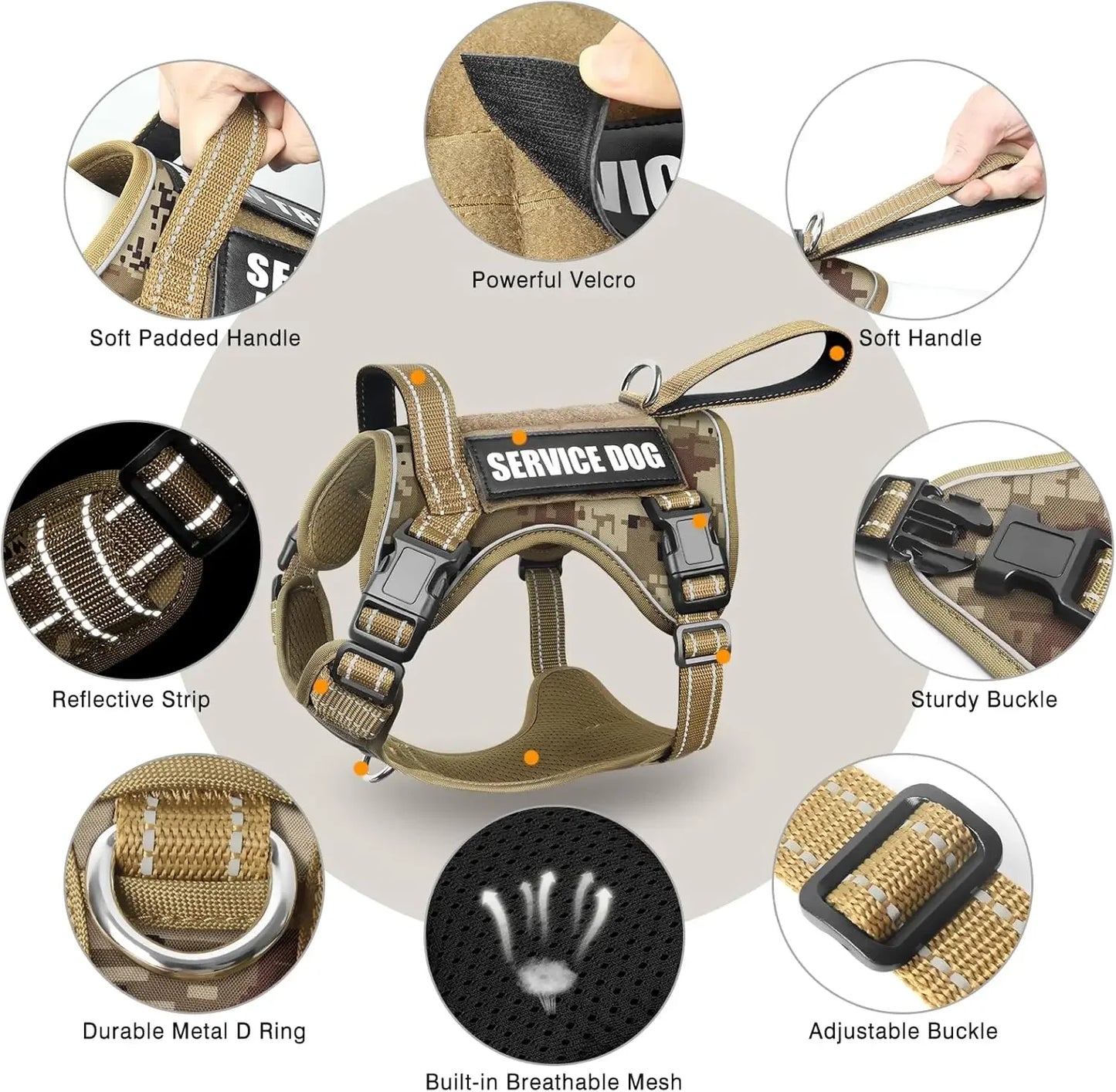 Tactical Dog Harness No Pull With Front Handle Molle System